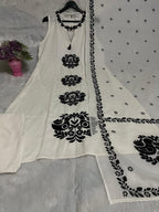 Cotton Flex Embroidered Kurti Pant Dupatta Set