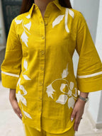 Cotton Slub Shirt & Pant Co-Ord Set for Women