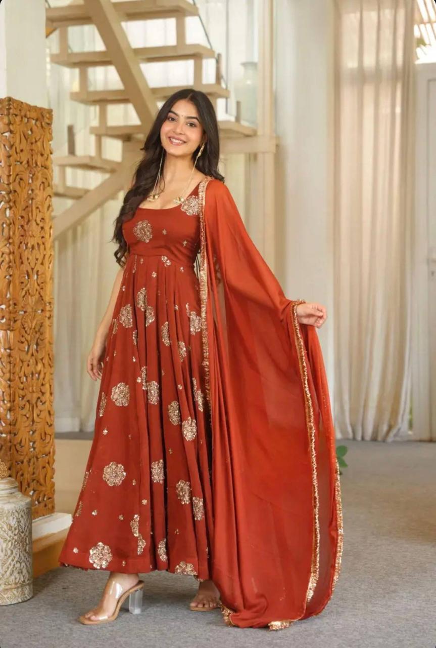 Floral Print - Muslin Long Dress with Full Flare