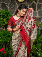 Digital Printed Soft Linen Saree with Printed Blouse