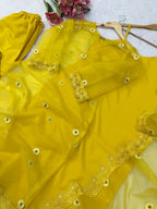 Nylon Organza Shrug Kurta Pant Dupatta Set