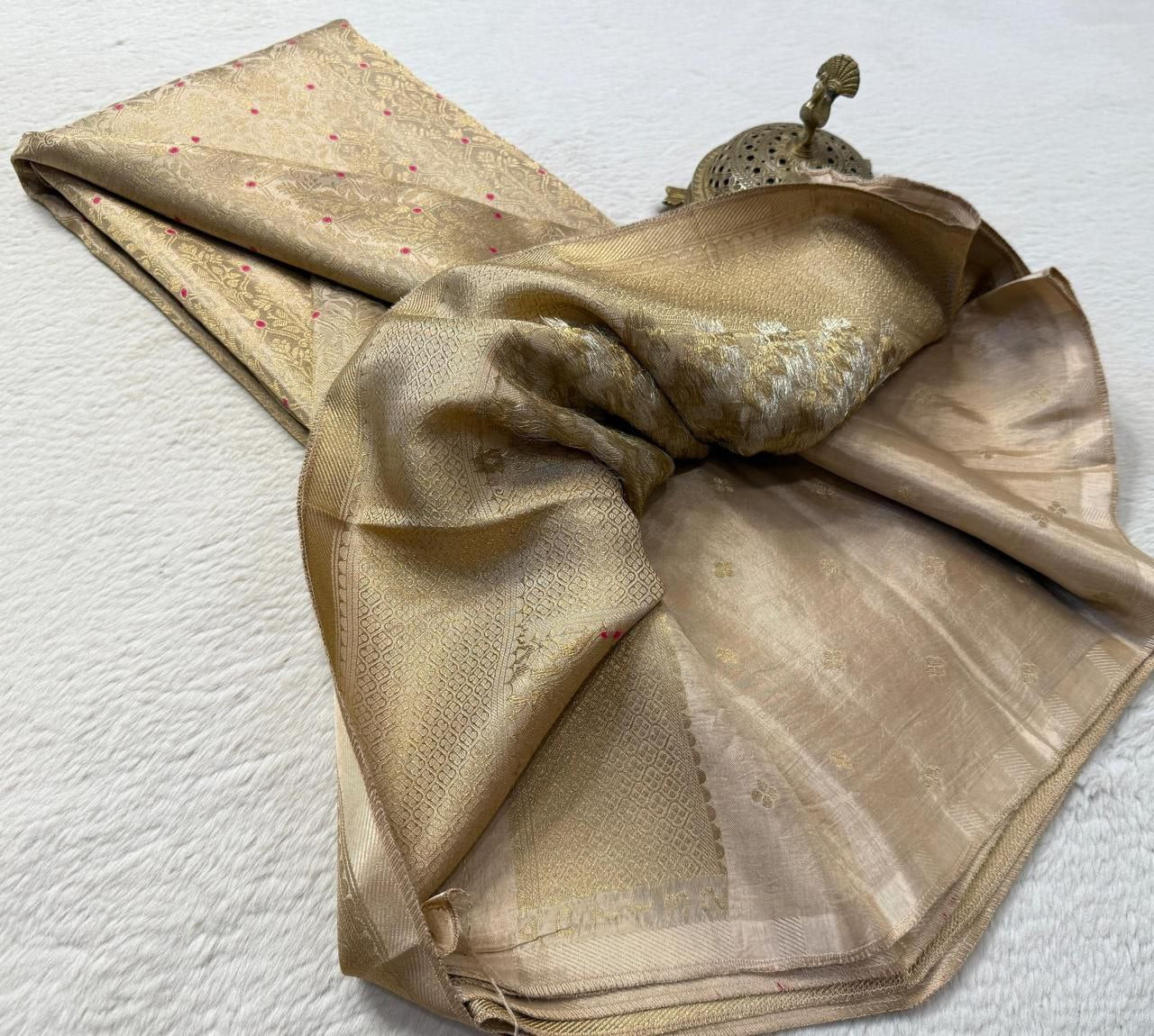Designer Brocade Soft Silk Saree with Rich Zari Weaving & Butta Blouse
