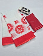 Digital Print Linen Saree with Matching Blouse & Latkan