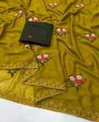 Designer Saree with Contrast Running Blouse