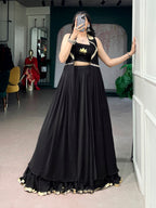 Lotus Handwork Lehenga Set with Long Jacket