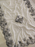 Floral Embroidered Star Georgette Saree with Blouse