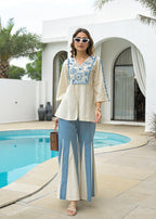 Cotton Embroidered Top & Kali Pants Co-Ord Set