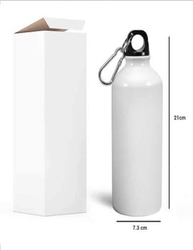 White water bottle with carabiner and packaging on a white background
