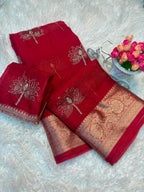 Designer Lotus Beadwork Party Wear Saree