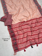Modal Cotton Saree with Contrast Ikkat Border & Woven Pallu