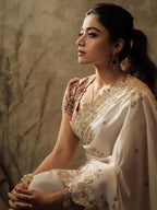Sequins Embroidered Rangoli Silk Saree with Banglori Blouse