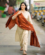 Embroidered Cotton Flex Kurti with Mul Cotton Dupatta