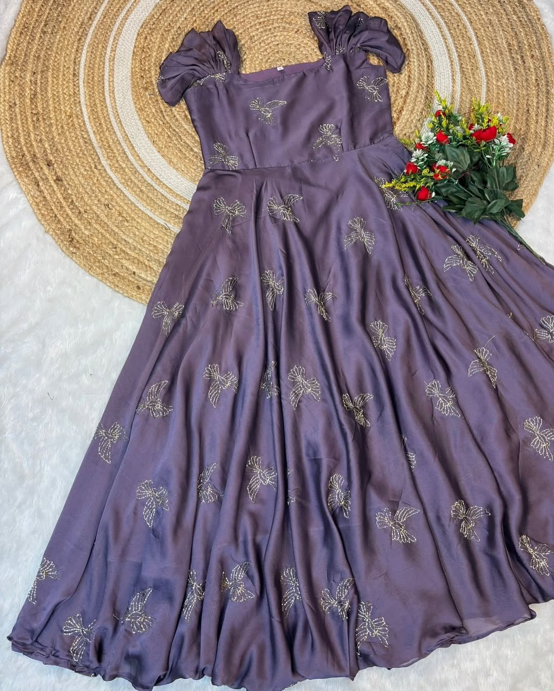 Rangoli Fabric Umbrella Flare Midi Gown for Women