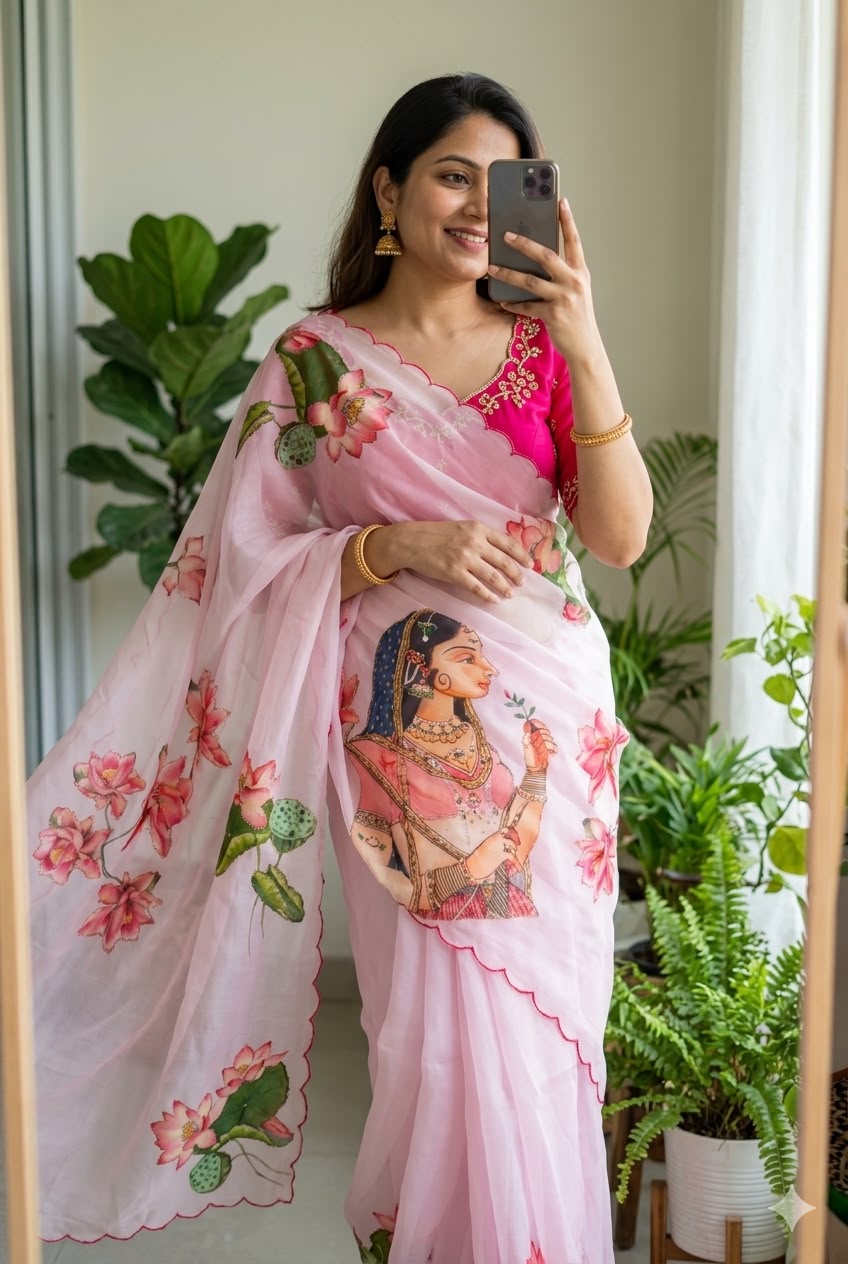 Floral Digital Print Chiffon Saree