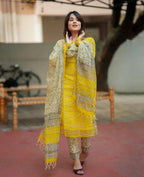 Kotadoria Kurti Pant Set with Dupatta for Women