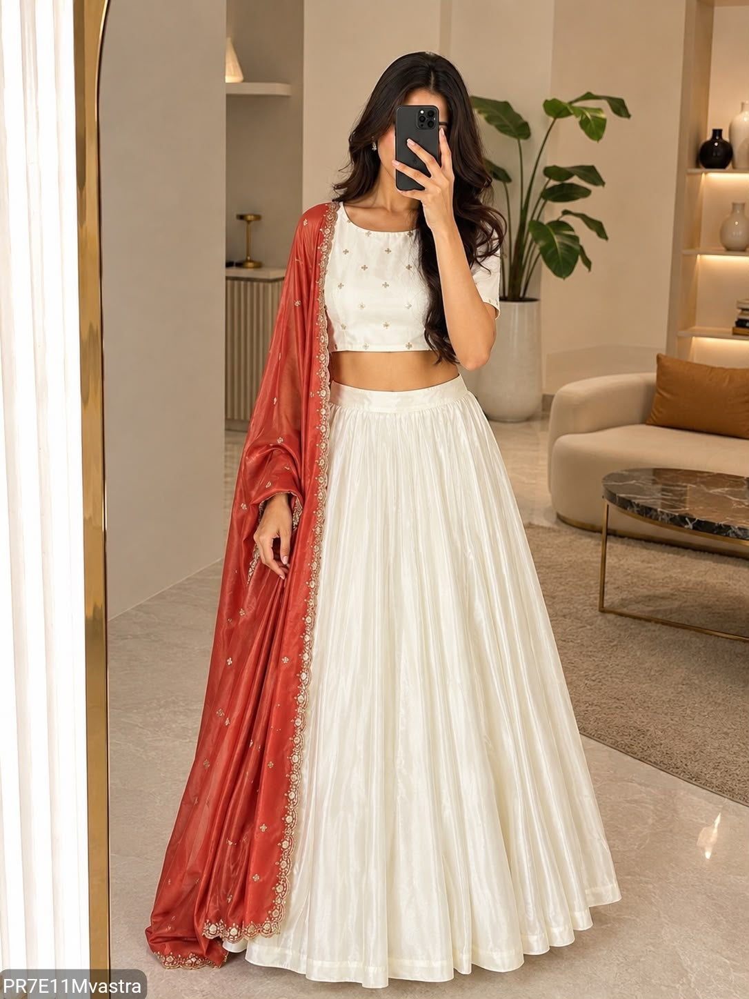 Chinon Silk Lehenga Set with Tissue Silk Dupatta