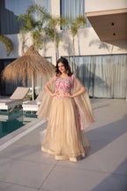 Gamthi Work Cotton Lehenga Choli Set with Koti