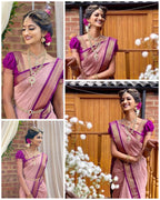 Lichi Silk Saree with Jacquard Weaving & Rich Pallu